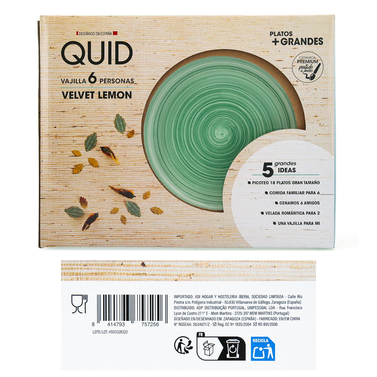 QUID VAJILLA CERÁMICA VELVET VERDE